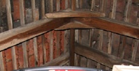 Modern nib tiles (bright red) and peg tiles hung on nails are visible in the top picture (although quite a few have no fixings). Below, the nails used to fix the peg tiles